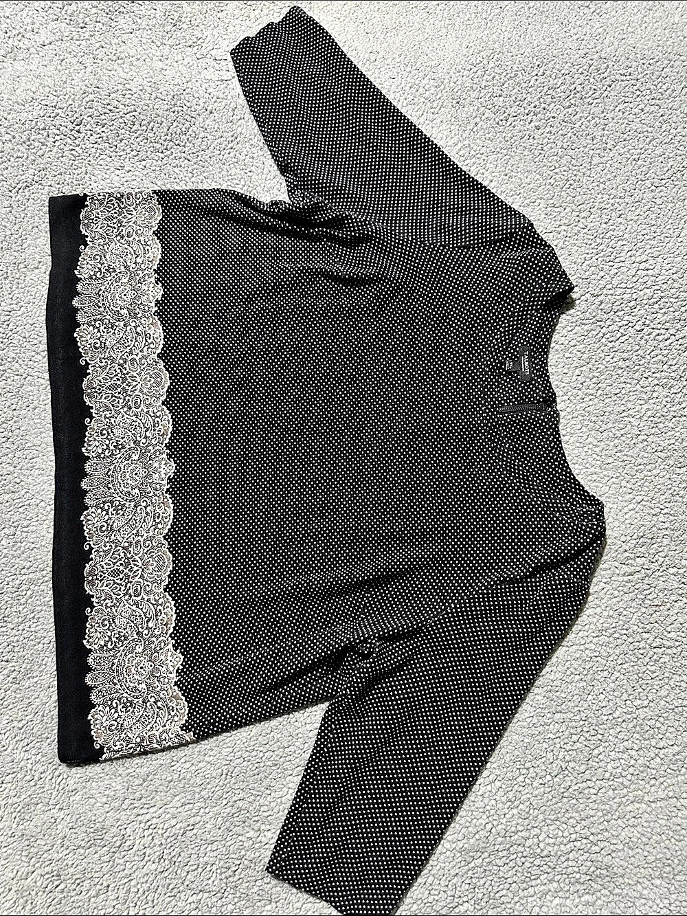Talbots Polka Dot Lace Hem Blouse Size 2X